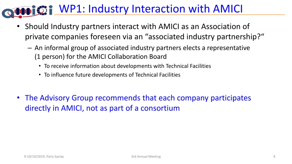 wp1 industry interaction with amici