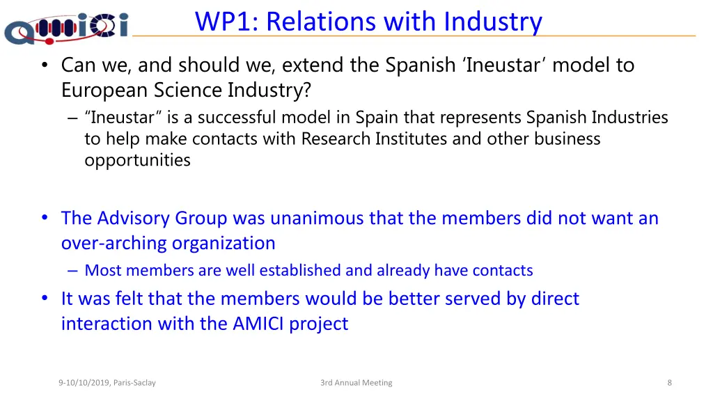 wp1 relations with industry