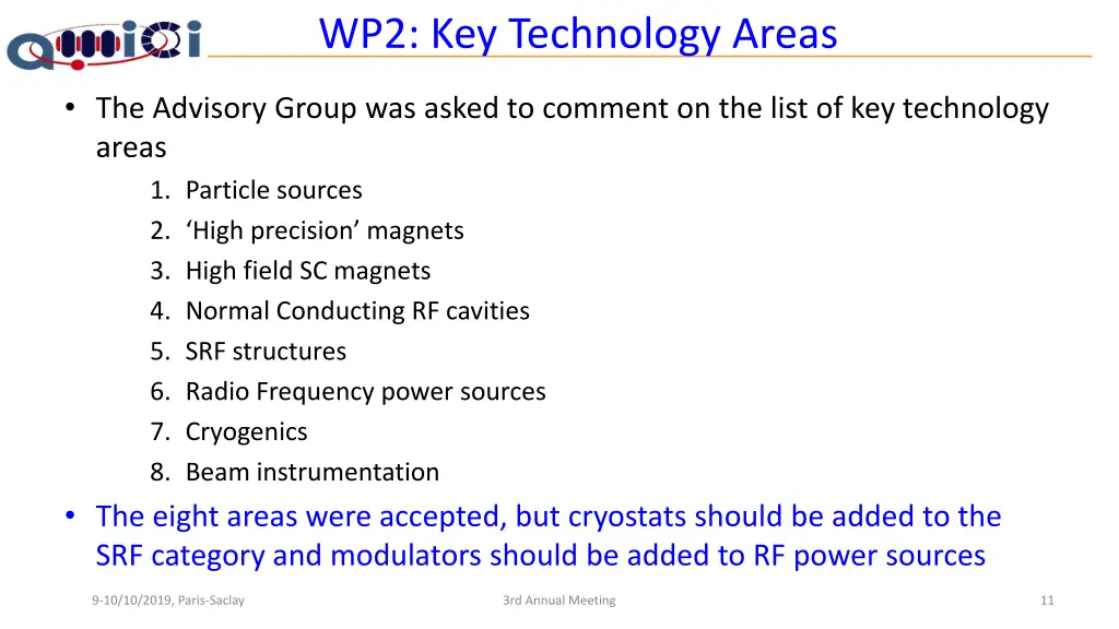 wp2 key technology areas