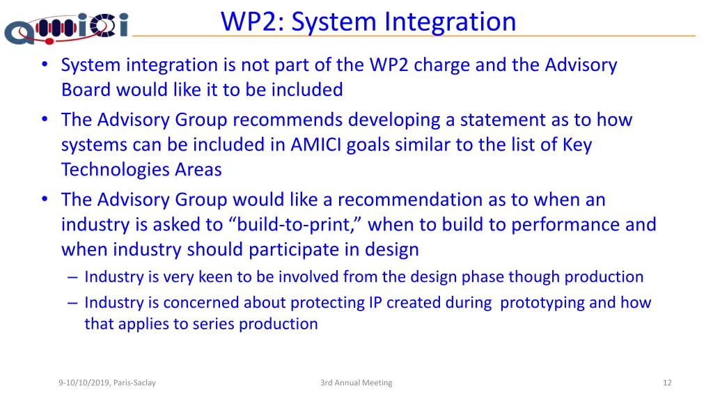 wp2 system integration