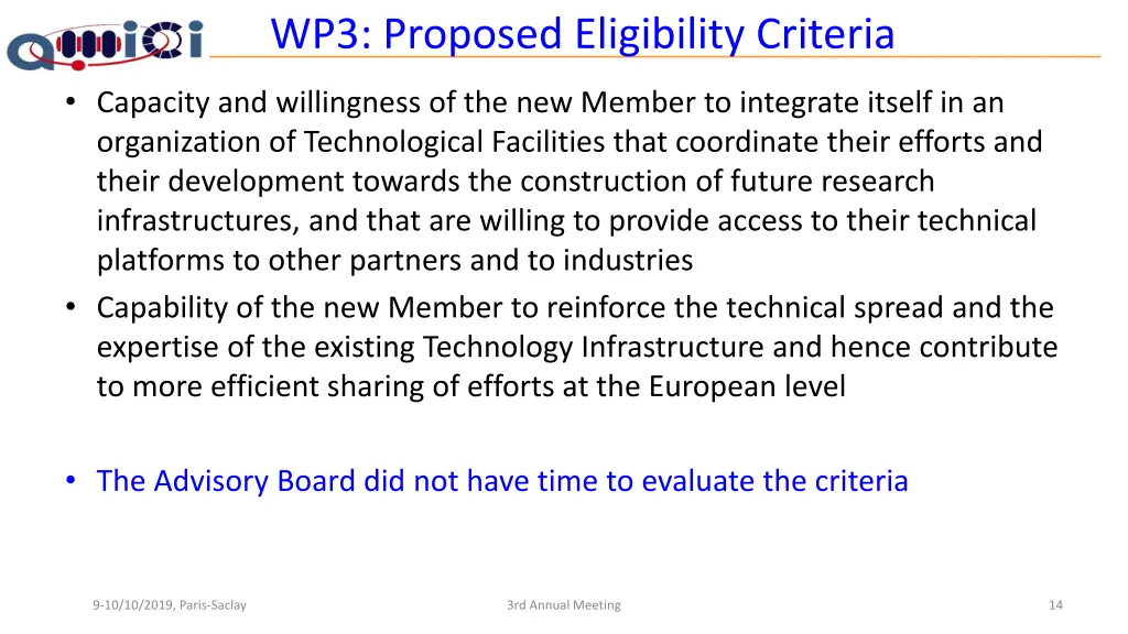 wp3 proposed eligibility criteria