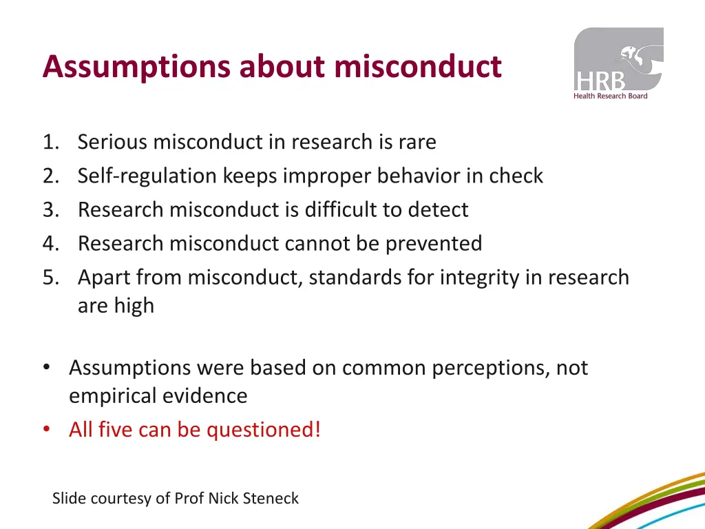 assumptions about misconduct