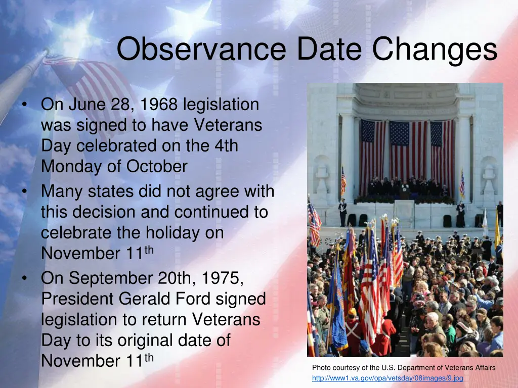 observance date changes