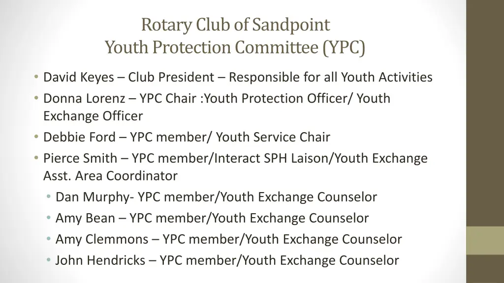 rotary club of sandpoint youth protection