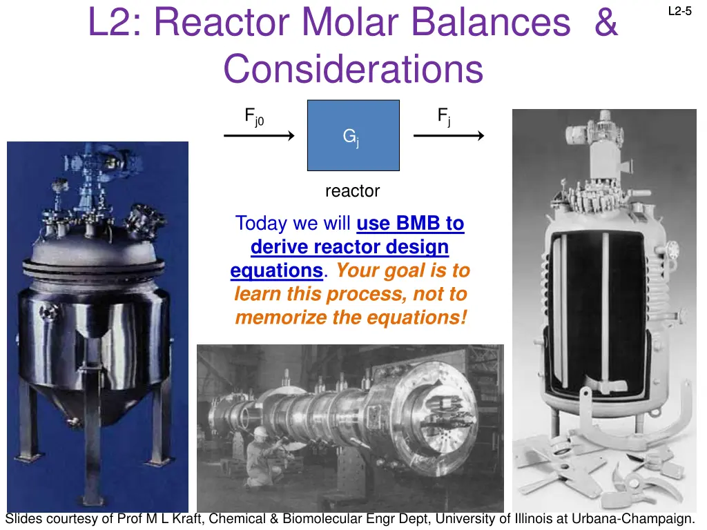 l2 reactor molar balances considerations