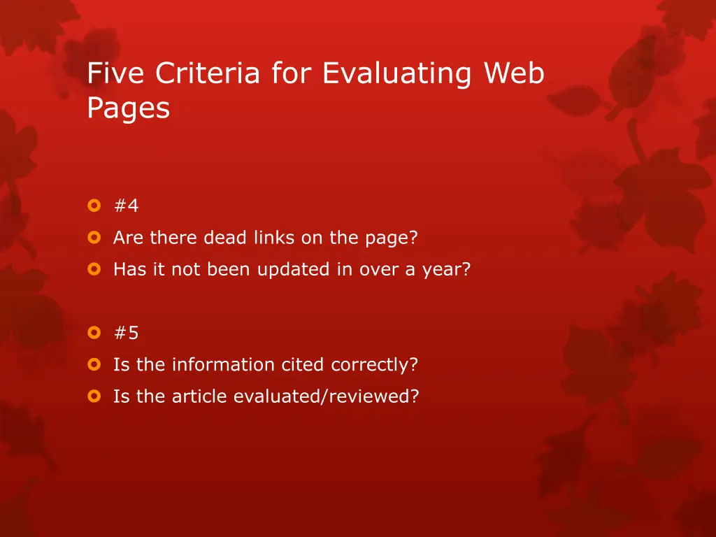 five criteria for evaluating web pages 1