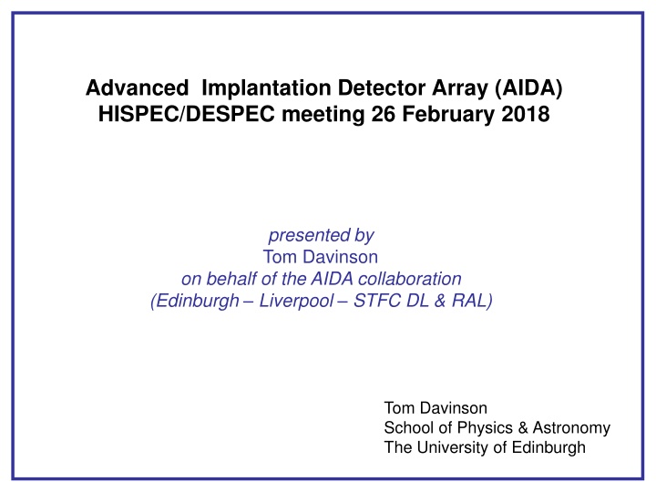 advanced implantation detector array aida hispec