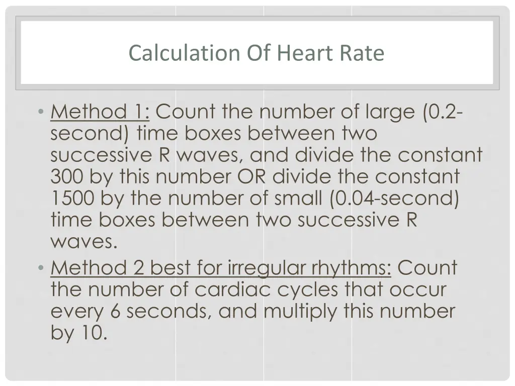 calculation of heart rate