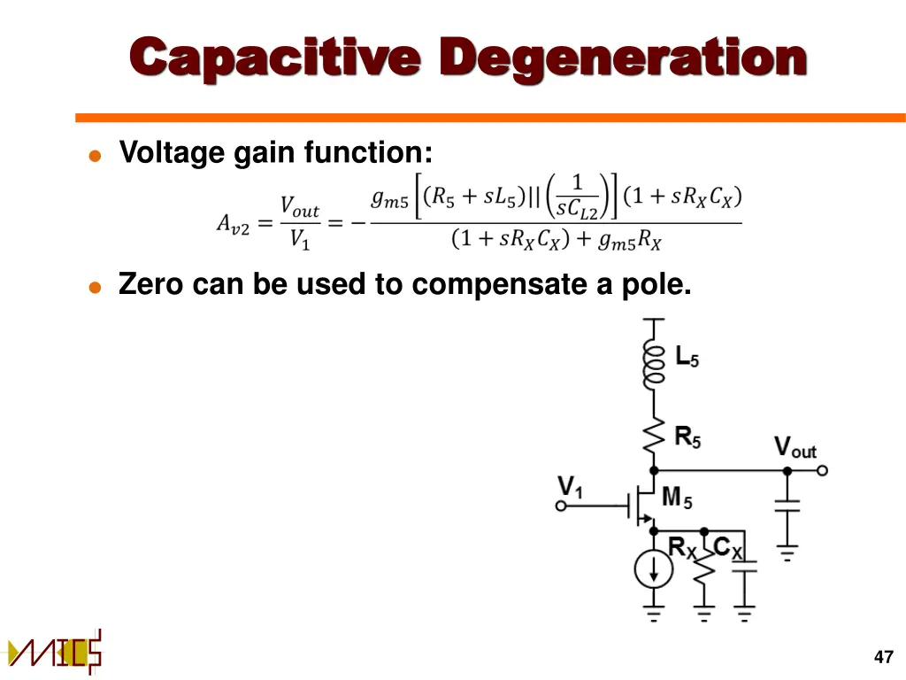 capacitive degeneration capacitive degeneration