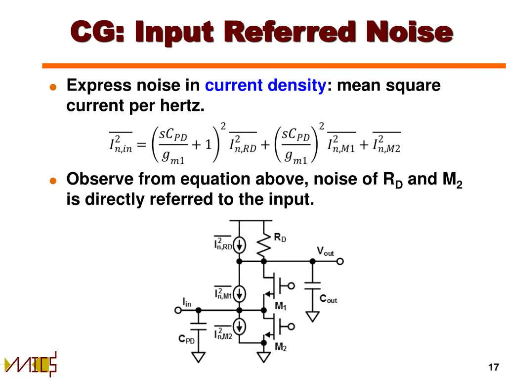 cg input referred noise cg input referred noise