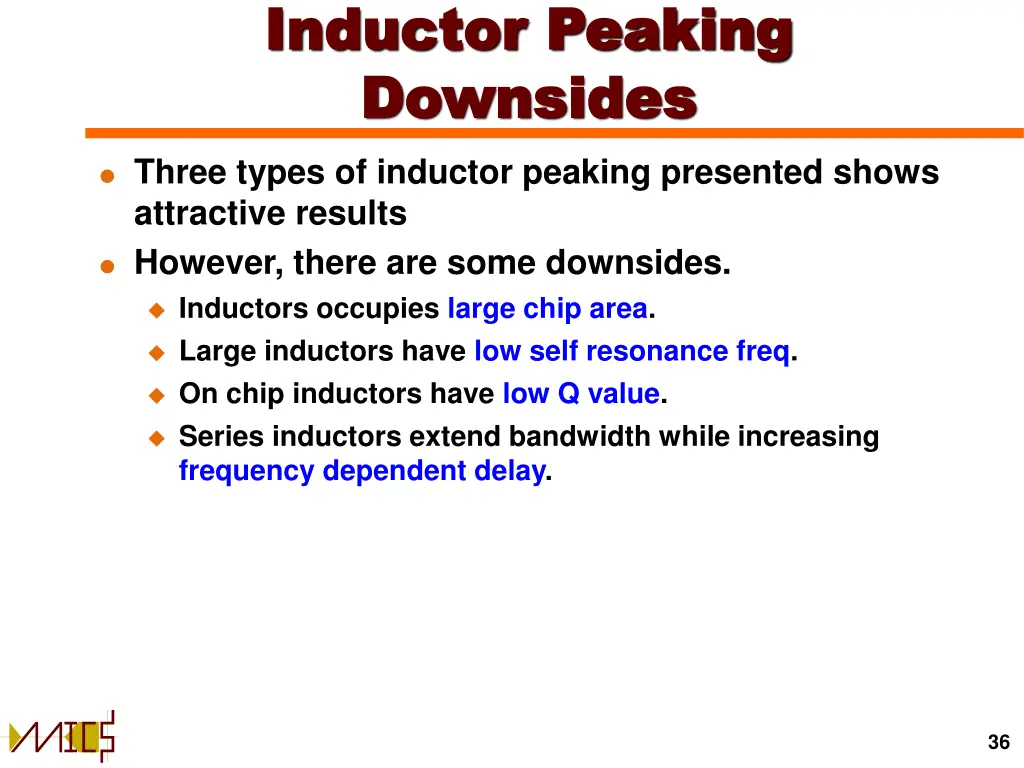 inductor peaking inductor peaking downsides