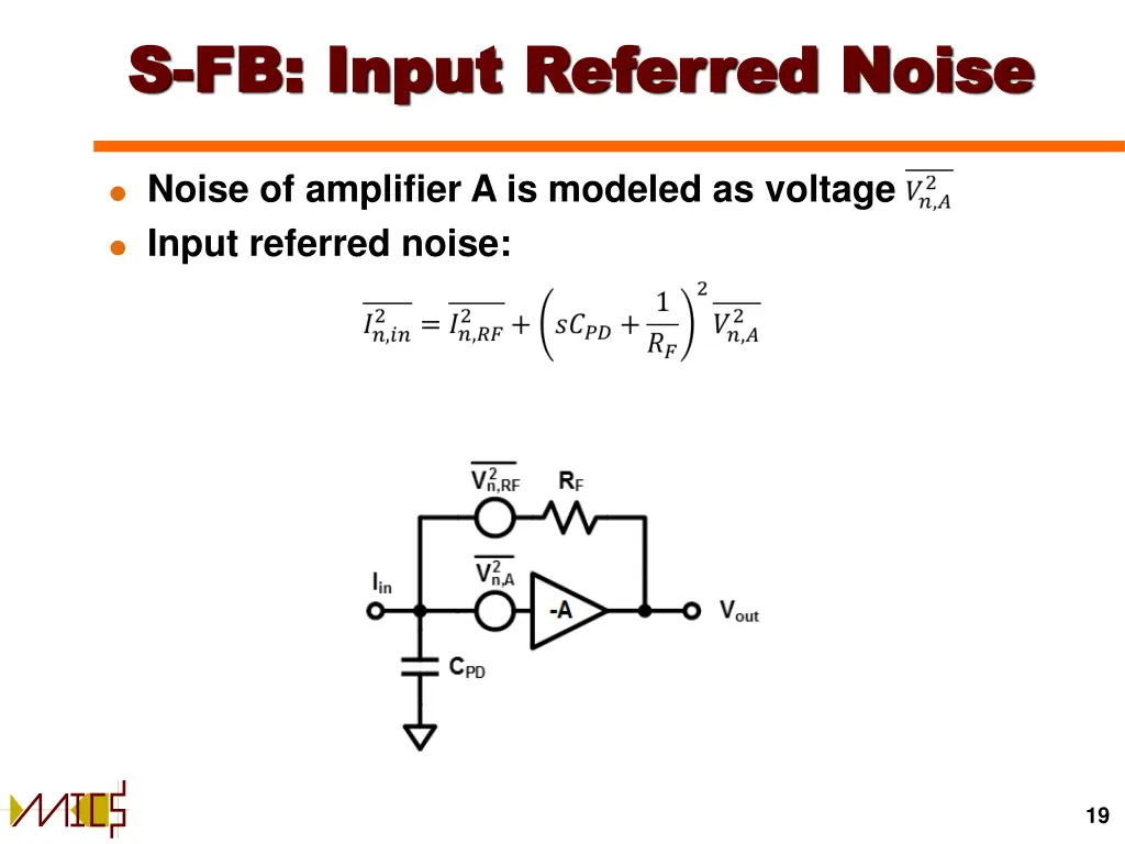 s s fb input referred noise fb input referred