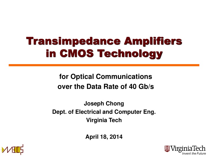 transimpedance amplifiers in cmos technology