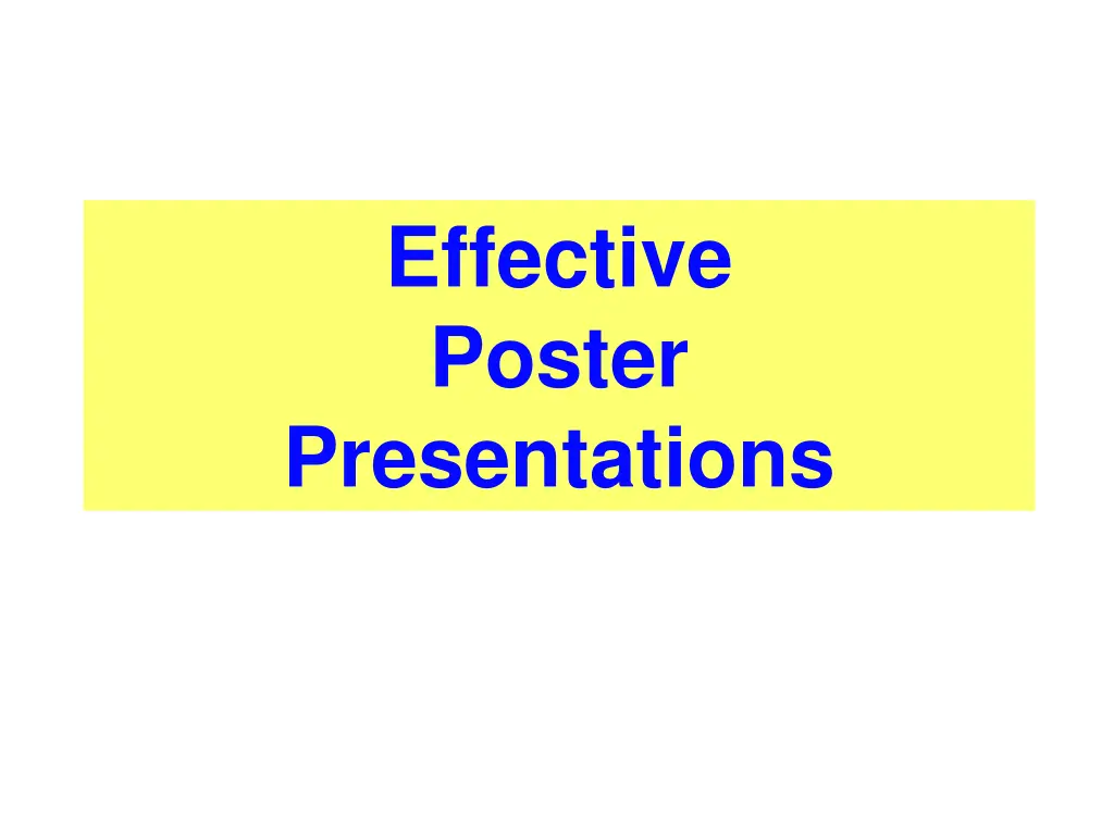 effective poster presentations