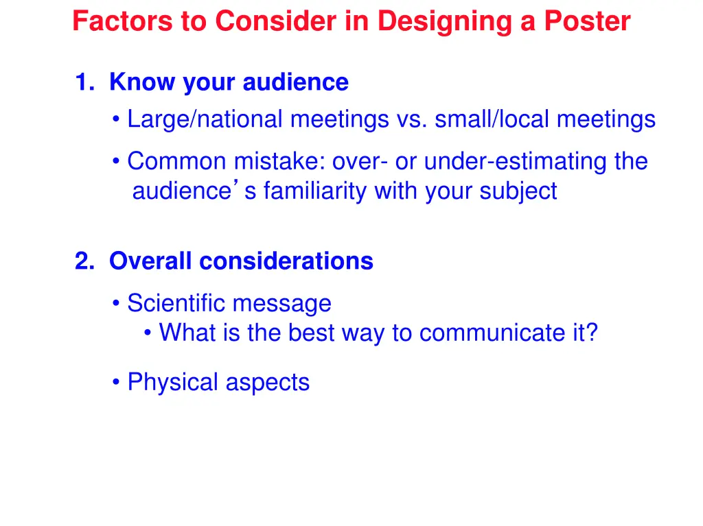 factors to consider in designing a poster