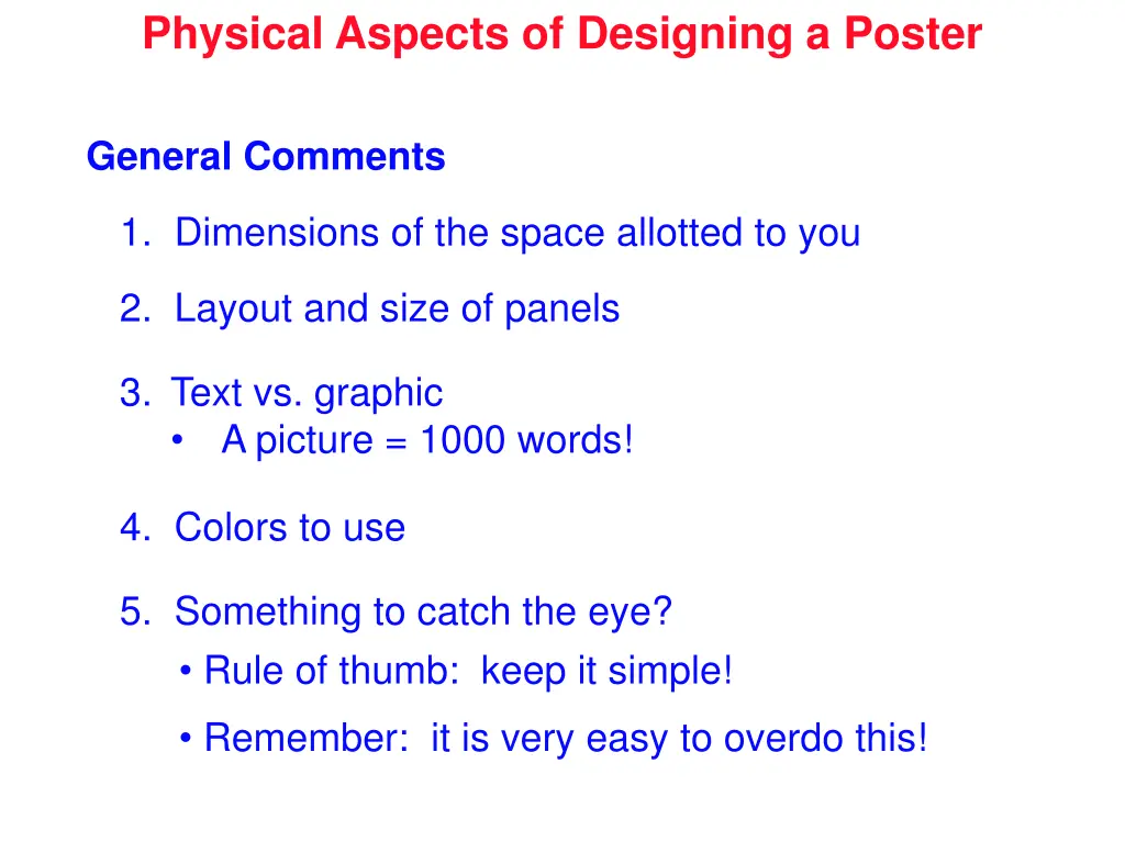 physical aspects of designing a poster