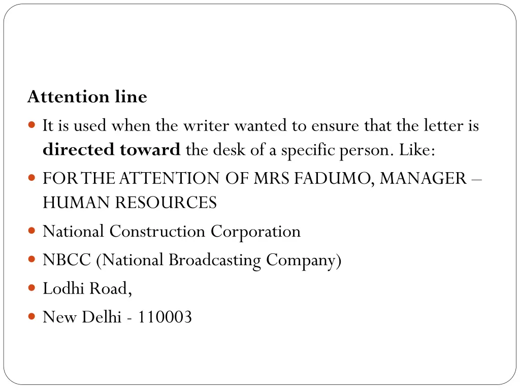 attention line it is used when the writer wanted