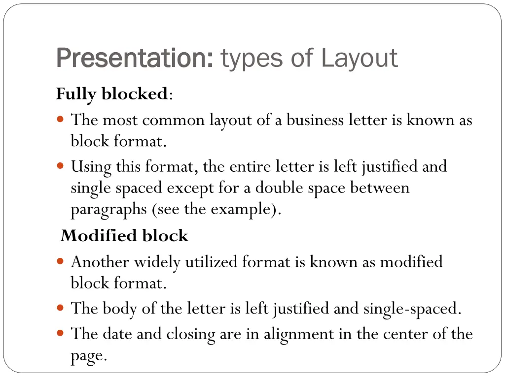 presentation presentation types of layout