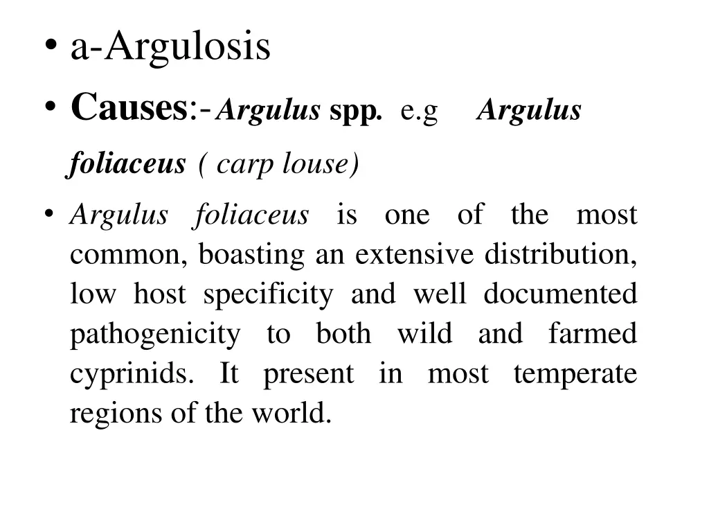 a argulosis causes argulus spp e g foliaceus carp