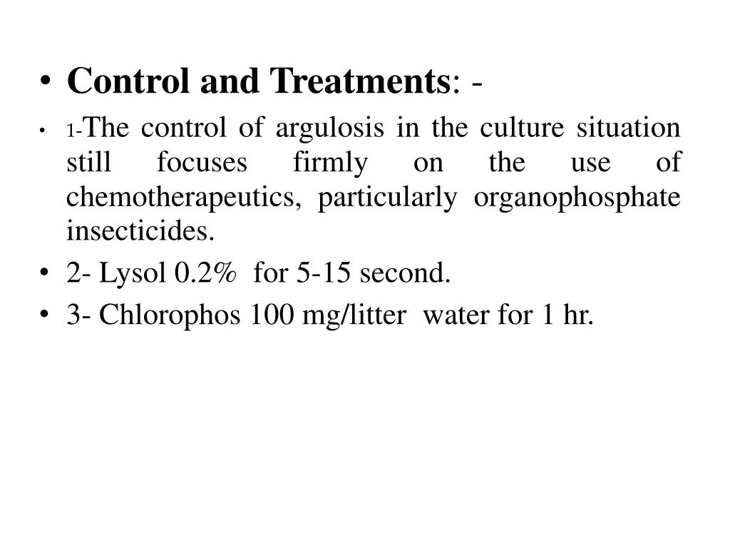 control and treatments 1 the control of argulosis