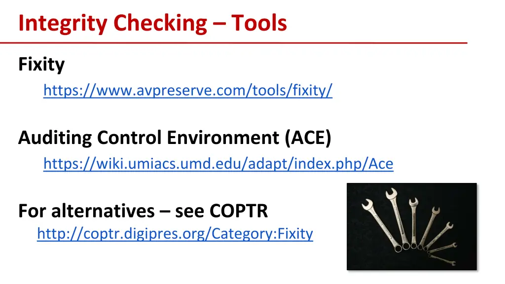 integrity checking tools