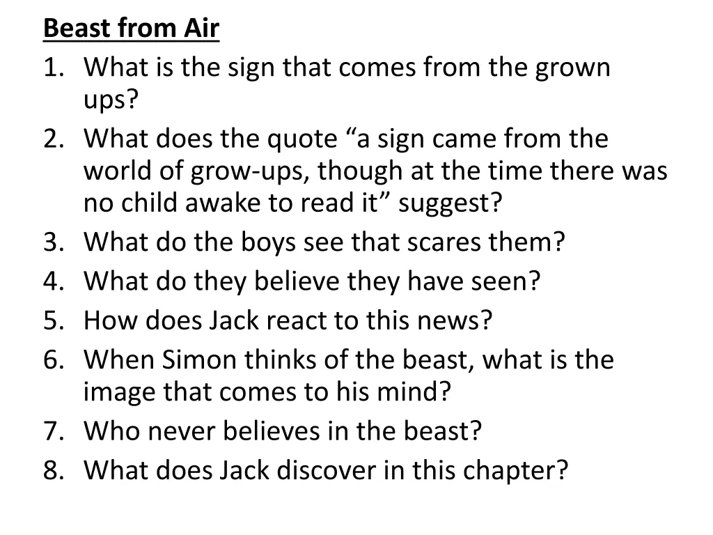 beast from air 1 what is the sign that comes from