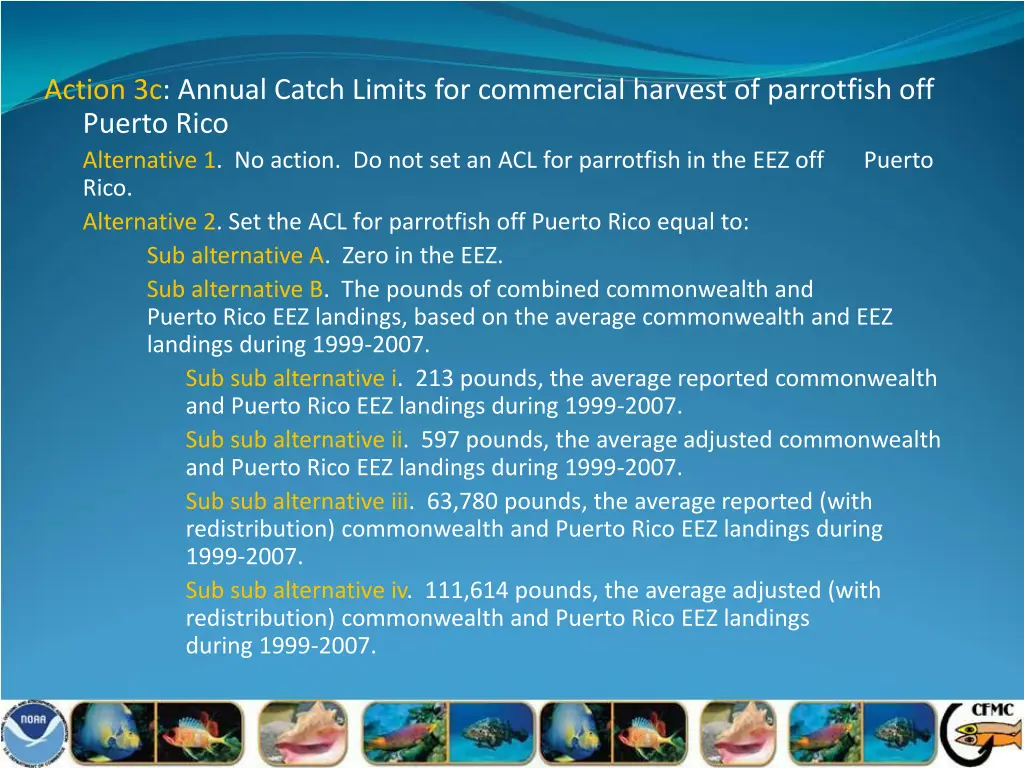 action 3c annual catch limits for commercial