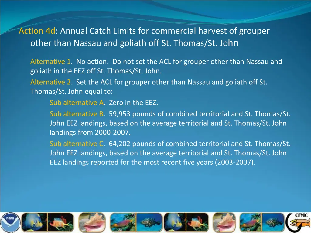 action 4d annual catch limits for commercial