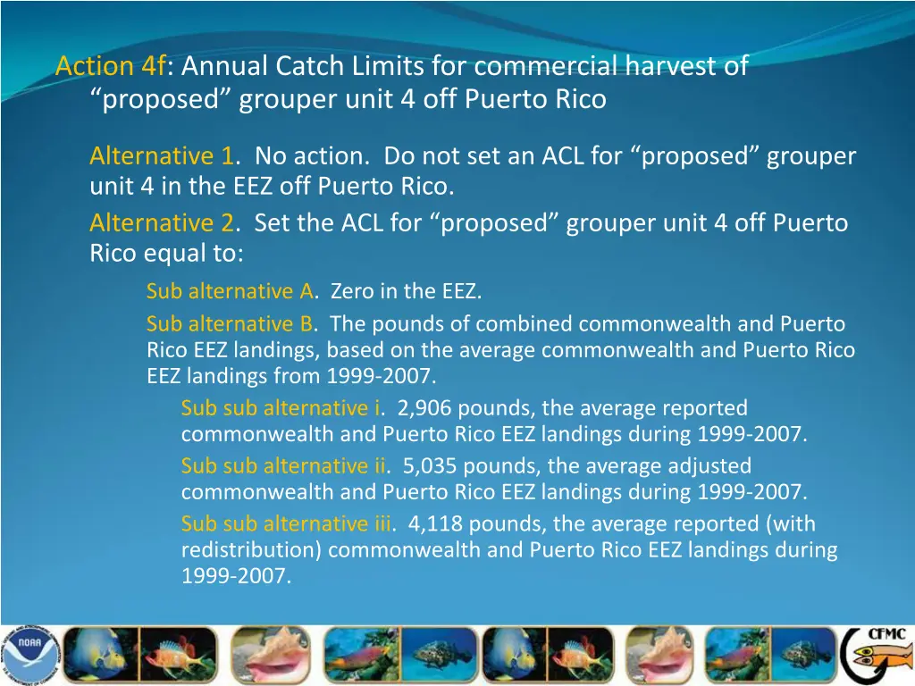 action 4f annual catch limits for commercial