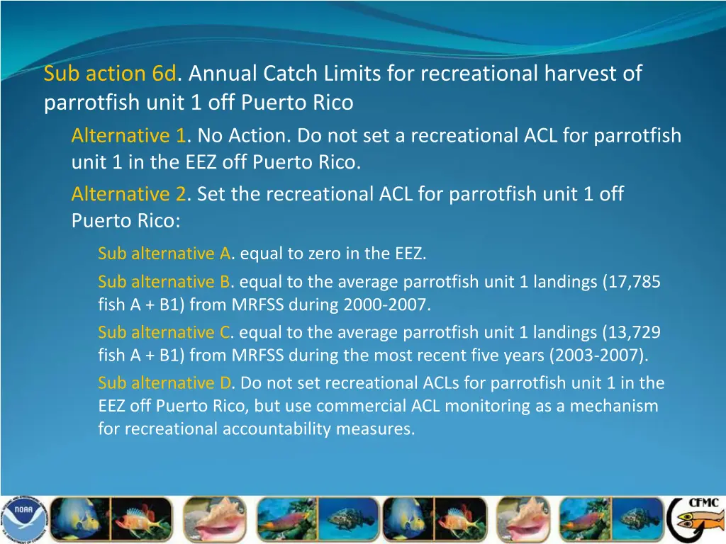 sub action 6d annual catch limits