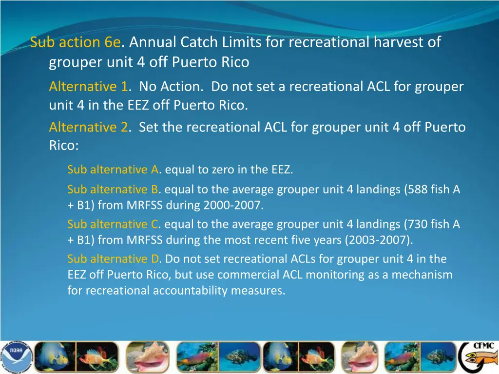 sub action 6e annual catch limits