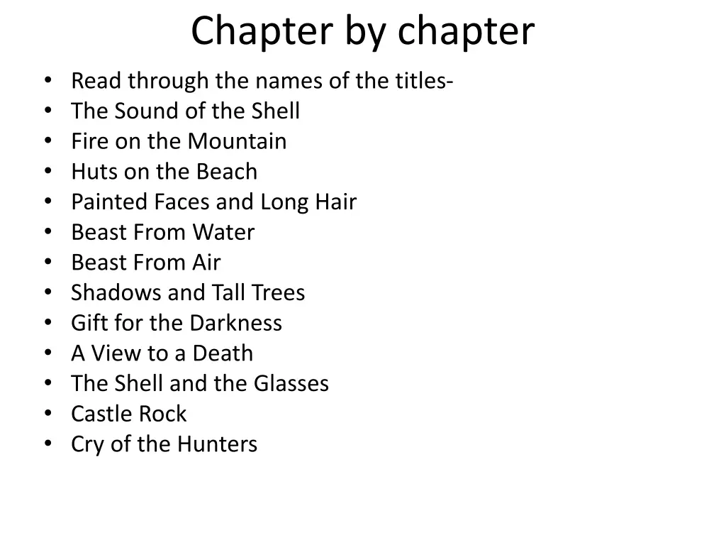 chapter by chapter read through the names