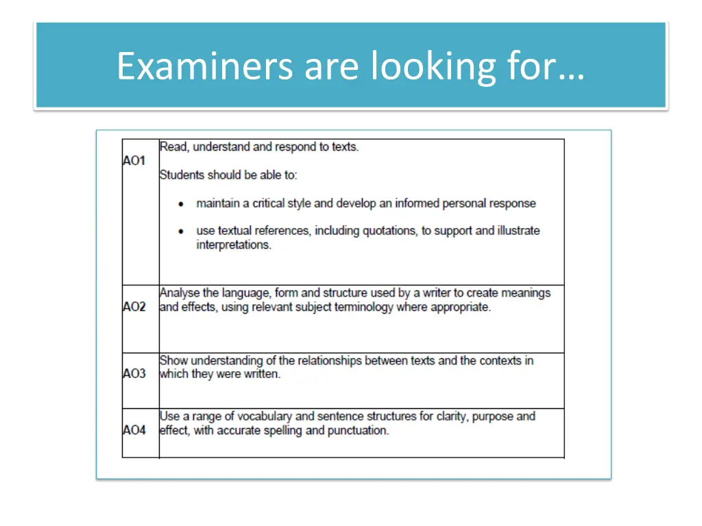 examiners are looking for