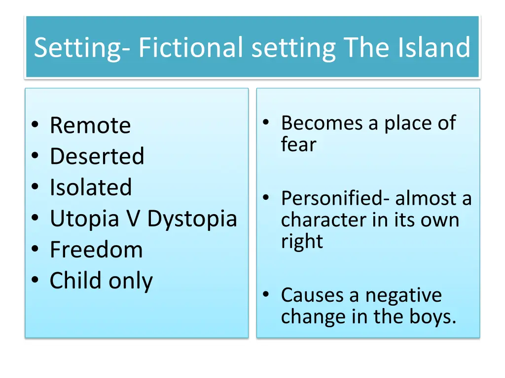 setting fictional setting the island