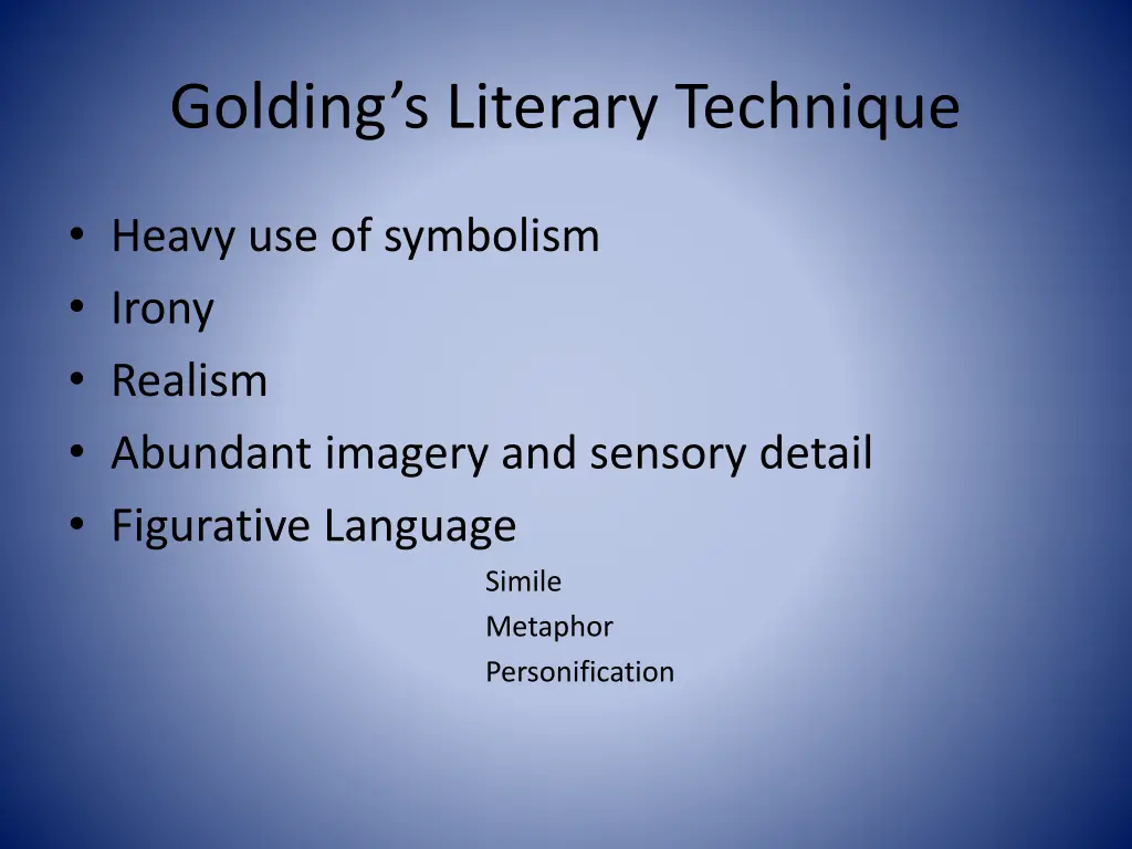 golding s literary technique