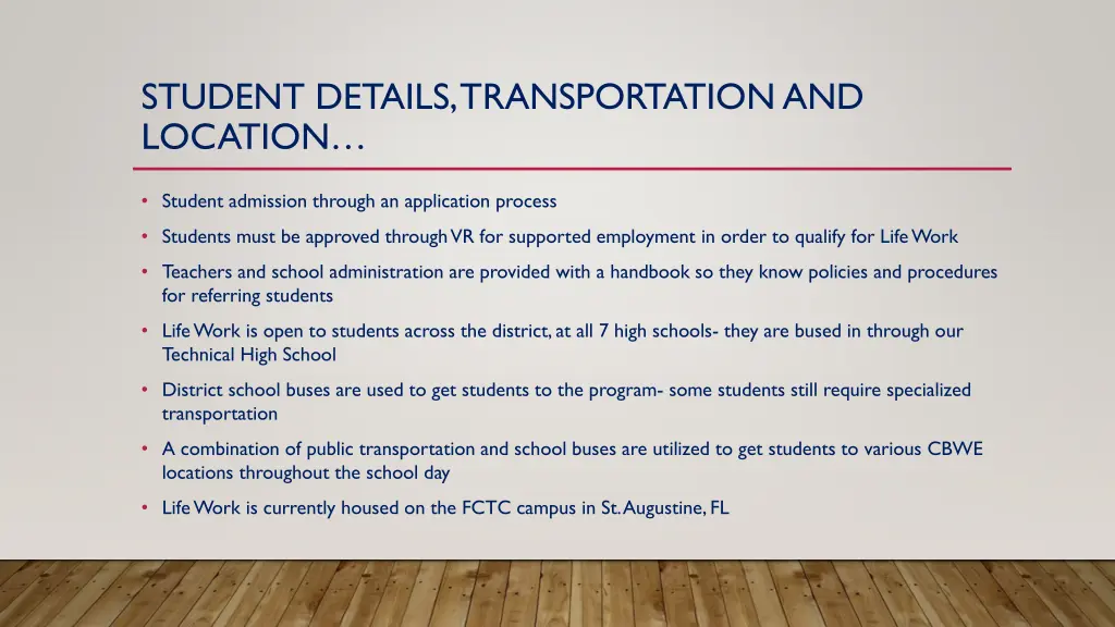 student details transportation and location