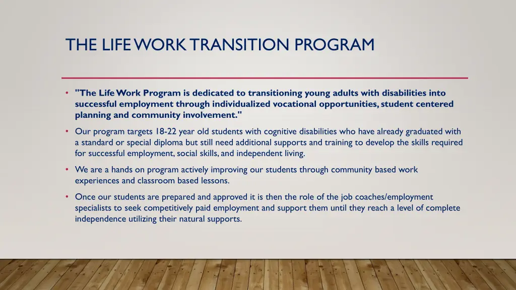 the life work transition program