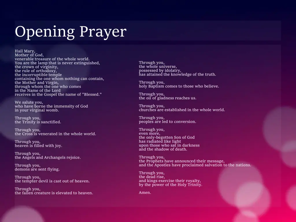 opening prayer