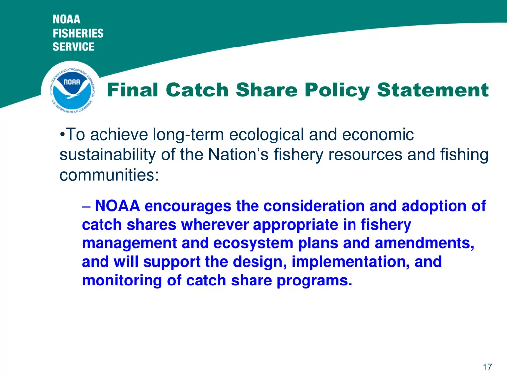 final catch share policy statement