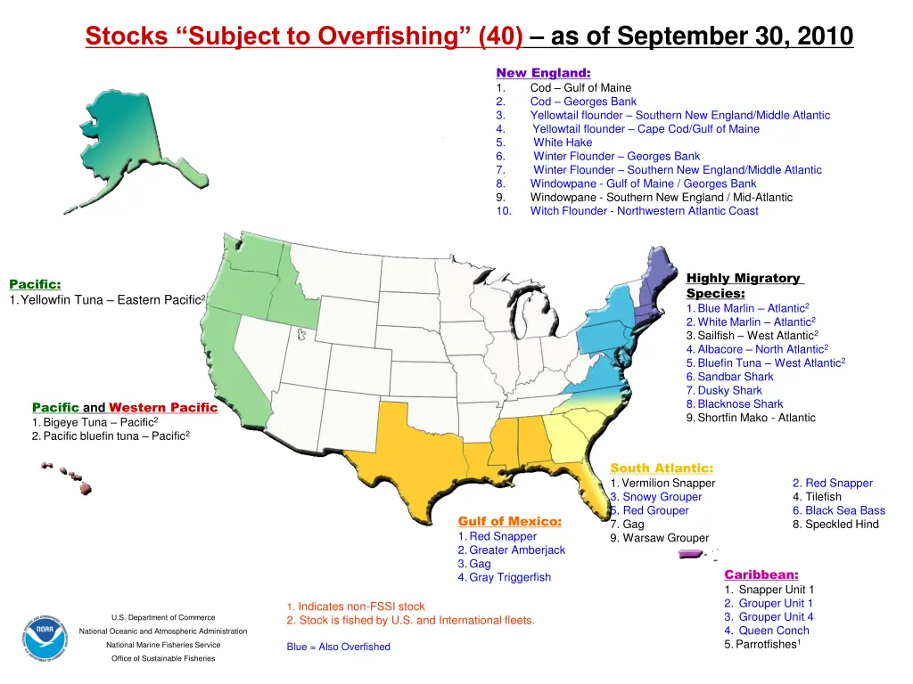 stocks subject to overfishing 40 as of september