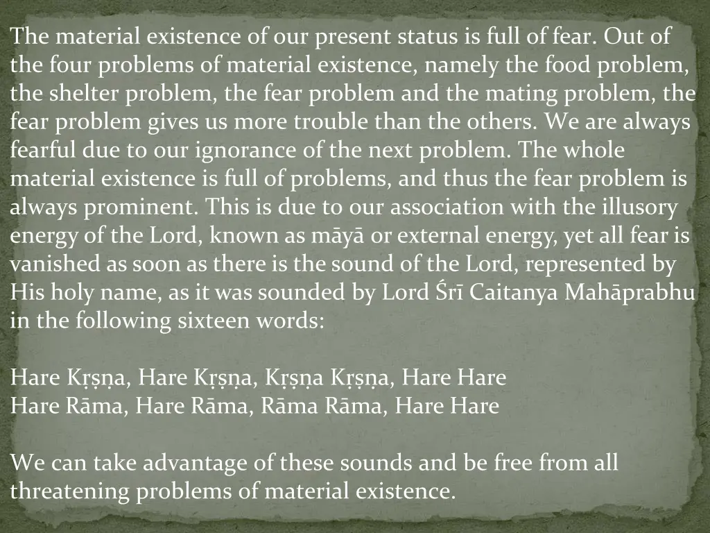 the material existence of our present status