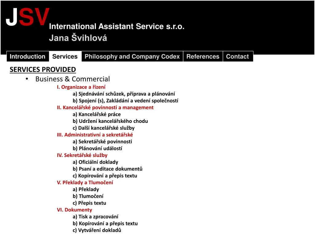 jsv international assistant service s r o jana 2