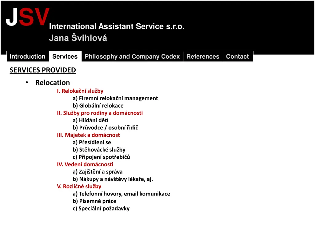 jsv international assistant service s r o jana 5