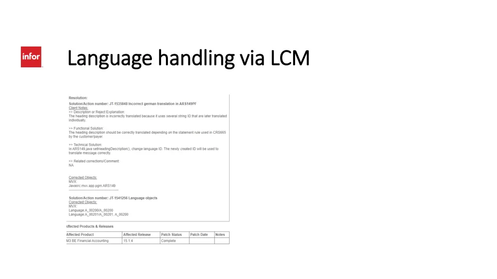 language handling via lcm language handling