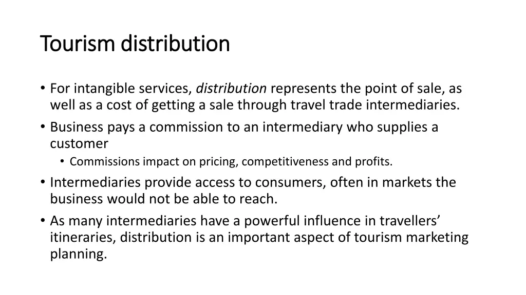 tourism distribution tourism distribution