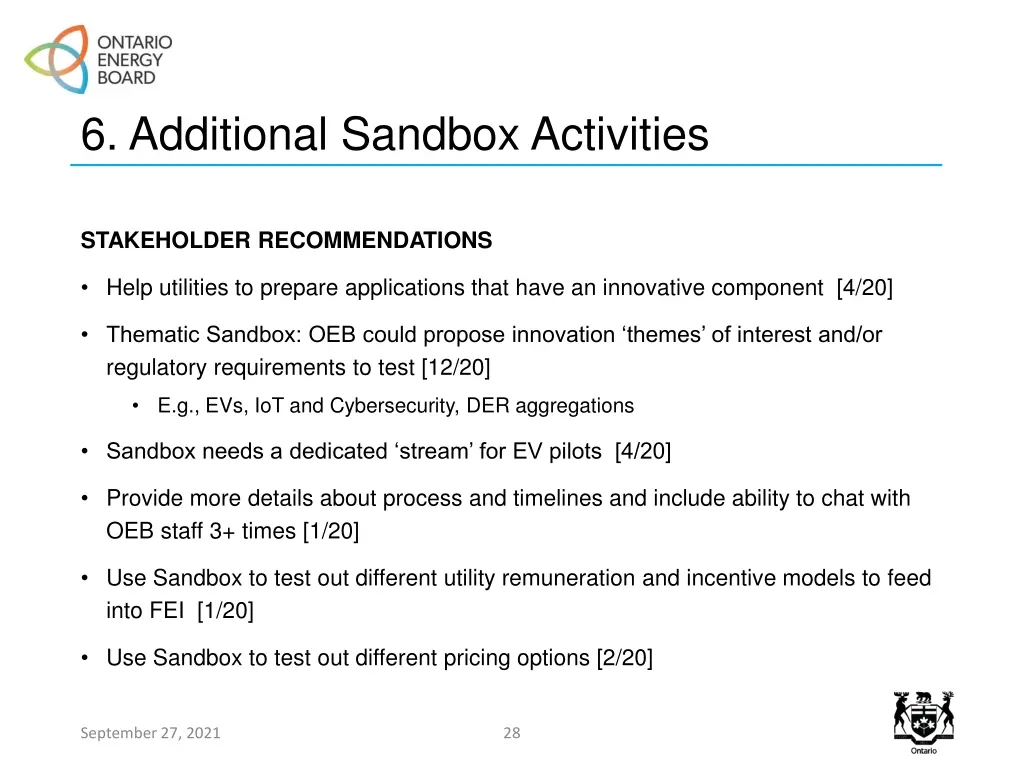 6 additional sandbox activities