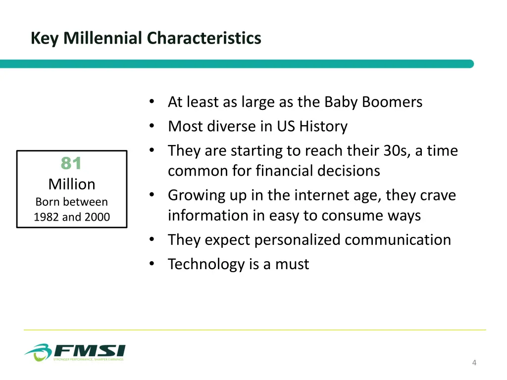 key millennial characteristics