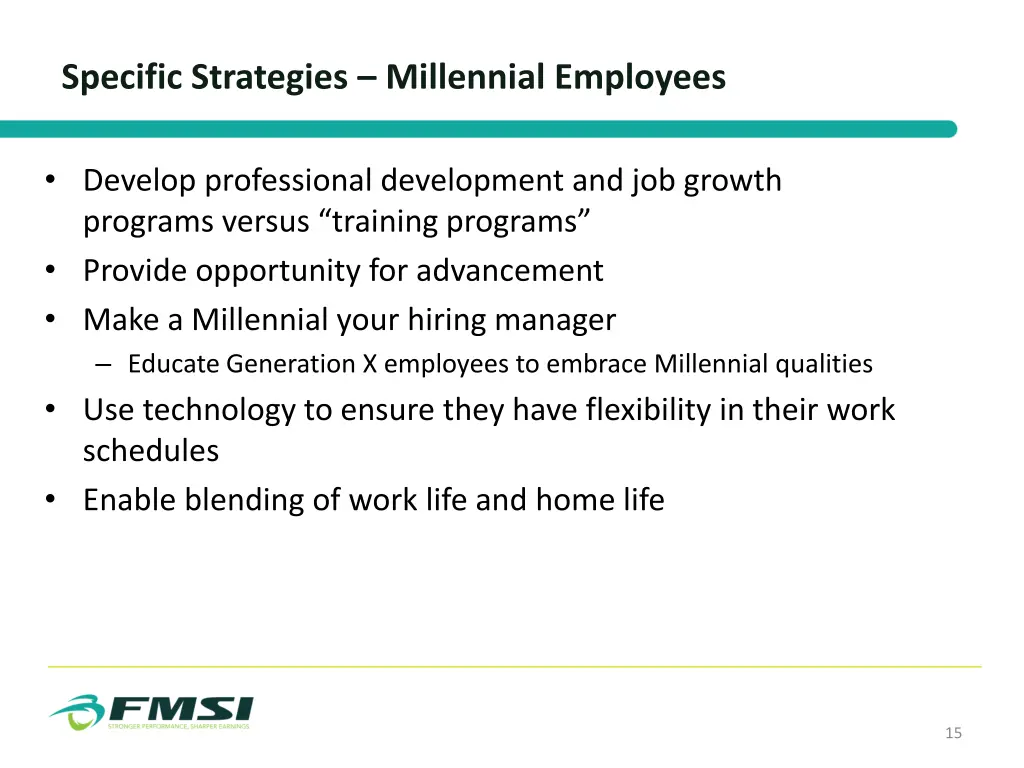 specific strategies millennial employees