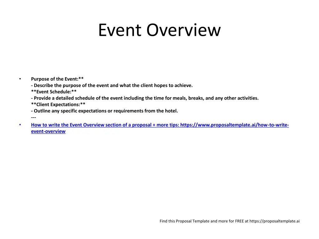 event overview