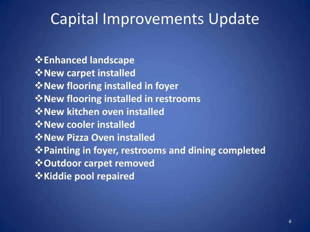 capital improvements update